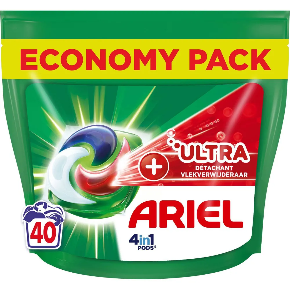 New Ariel Pods+ Vloeibaar Wasmiddelcapsules + Ultra Vlekverwijderaar - 3 X 40 Wasbeurten - 120 Wasbeurten