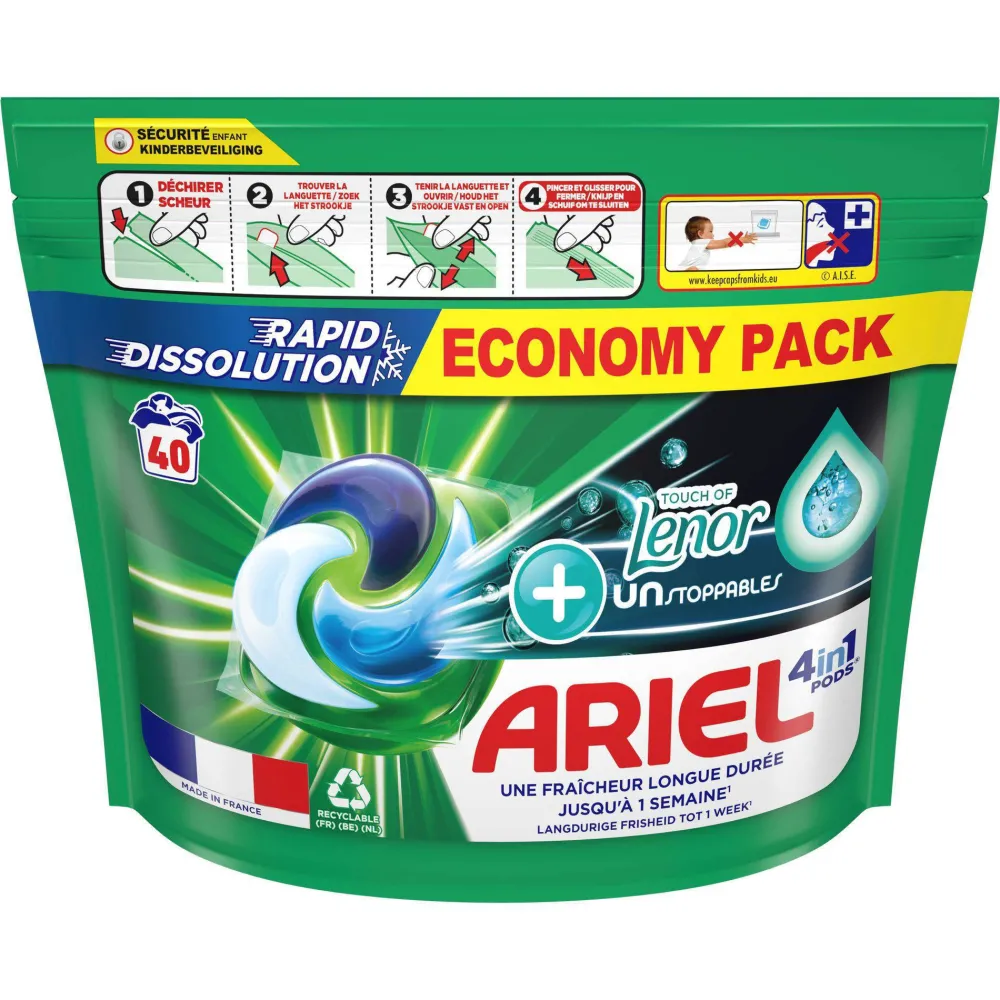 Shop Ariel Pods+ Vloeibaar Wasmiddelcapsules + Touch Van Lenor Unst Color - 3 X 40 Wasbeurten - 120 Wasbeurten
