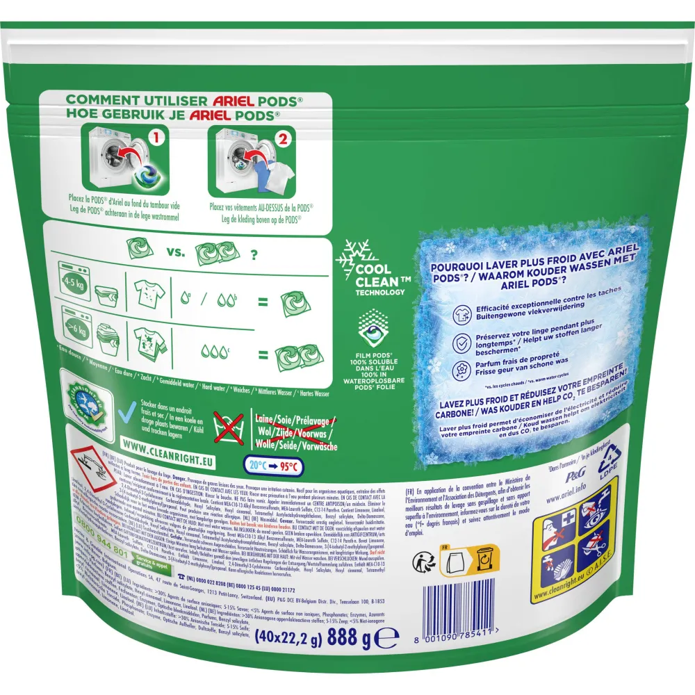 Shop Ariel Pods+ Vloeibaar Wasmiddelcapsules + Touch Van Lenor Unst Color - 3 X 40 Wasbeurten - 120 Wasbeurten