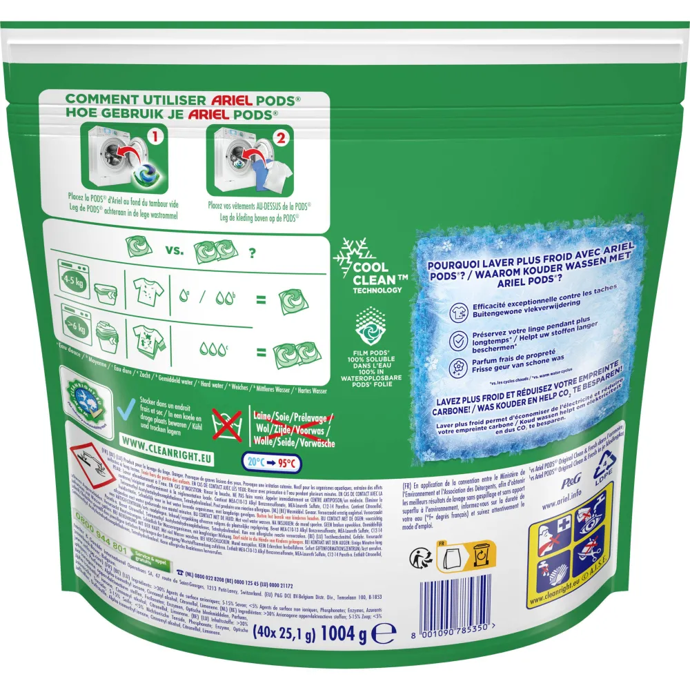 Shop Ariel Pods+ Vloeibaar Wasmiddelcapsules + Actieve Geurbestrijding- 3 X 40 Wasbeurten - 120 Wasbeurten