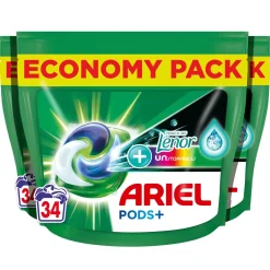 Sale Ariel Wasmiddel Pods + Touch Van Lenor Unstoppables - Kleur - 3 X 34 Wasbeurten - 102 Wasbeurten