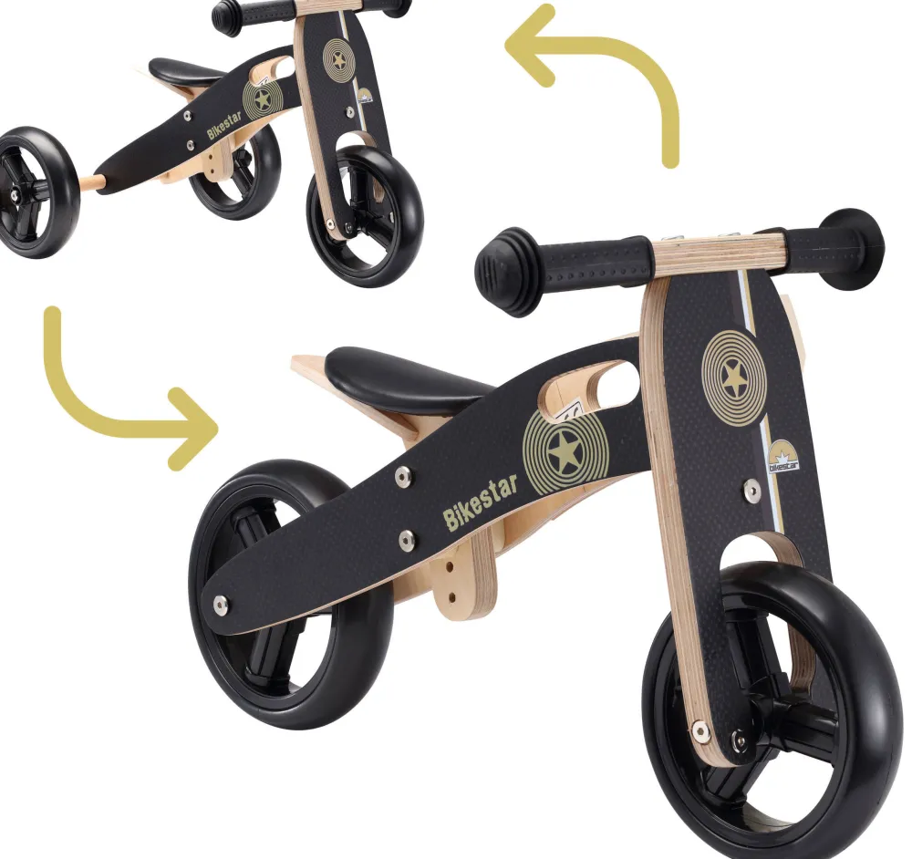 Mini Loopfiets 2 In 1, Hout, Zwart|BikeStar Discount