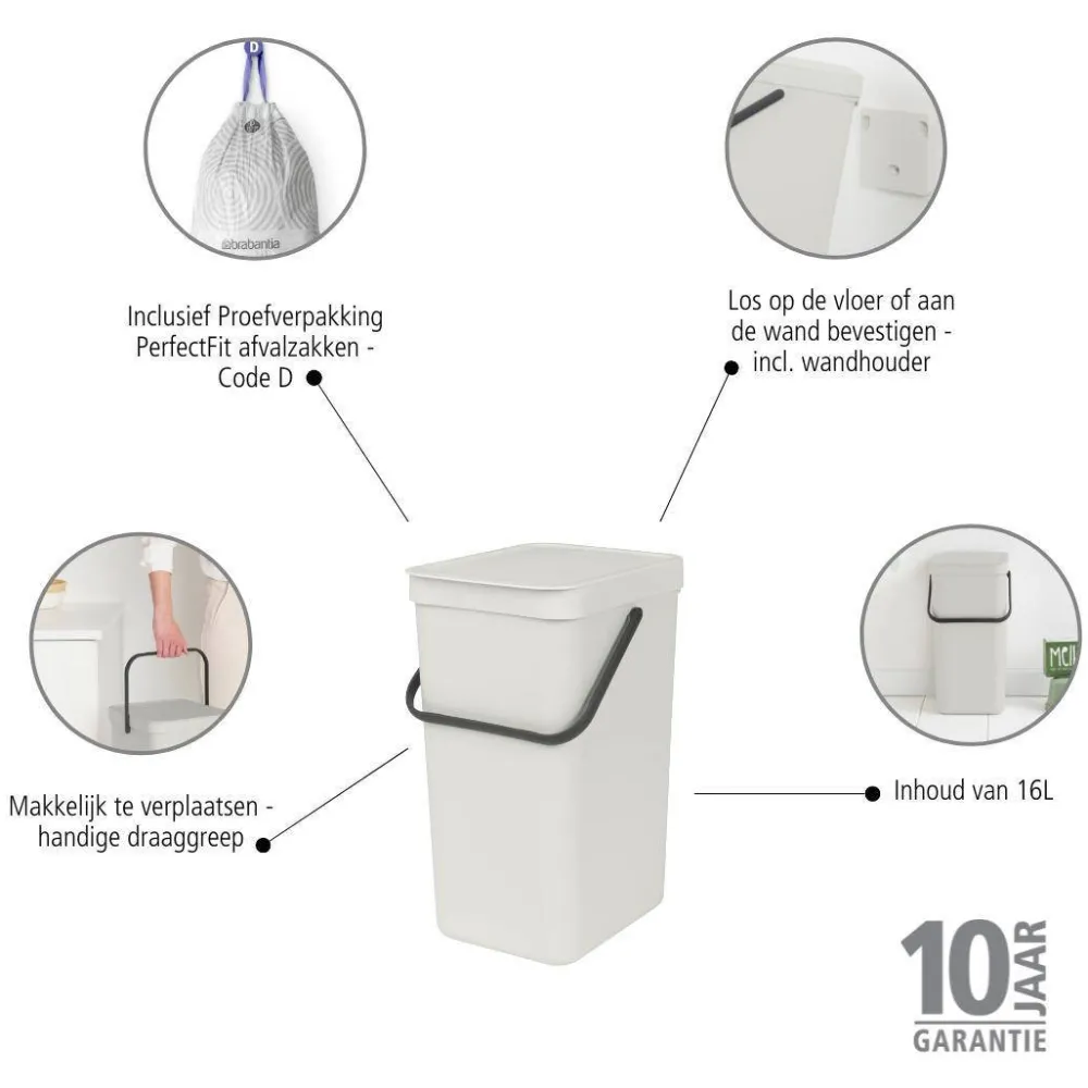 Clearance Brabantia Sort & Go Prullenbak (16L)