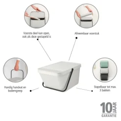 Outlet Brabantia Sort & Go Stapelbaar Stapelbare Afvalemmer (20L)