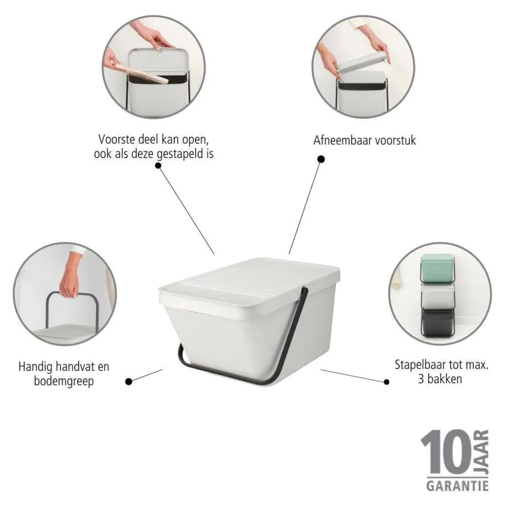 Outlet Brabantia Sort & Go Stapelbaar Stapelbare Afvalemmer (20L)