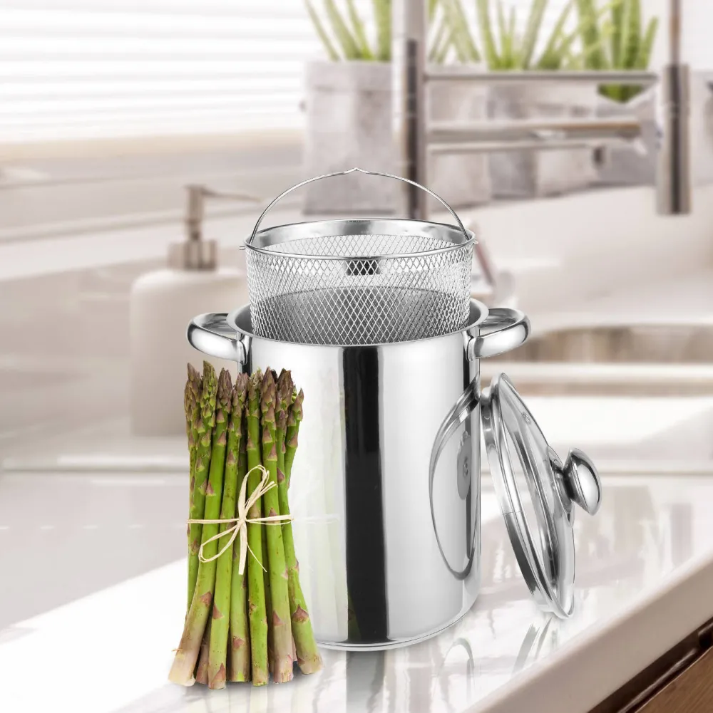Sale CasaLupo Aspergepan Met Glazen Deksel - Rvs - O 16 Cm / 4.0 Liter