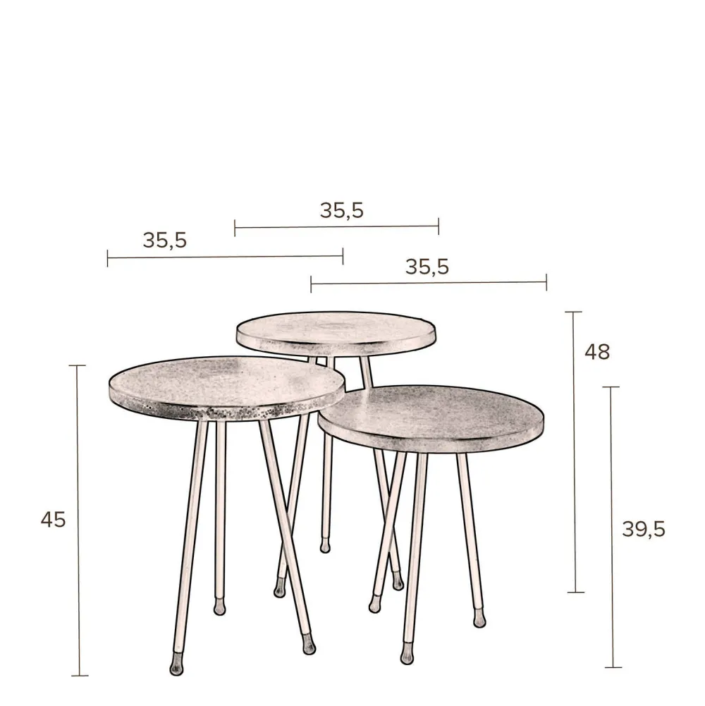 Online Dutchbone Bijzettafel Alim (Set Van 3)