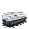 Black Leather Zwembad 540X250X122Cm Met Overkapping En Zandfilterpomp|EXIT Outlet