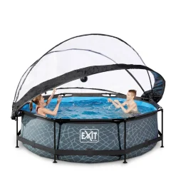 Frame Pool O300X76Cm Grijs Met Overkapping|EXIT Best Sale