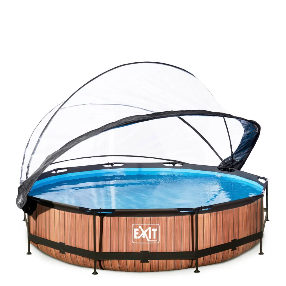 Frame Pool O360X76Cm Houtbruin Met Overkapping|EXIT Flash Sale