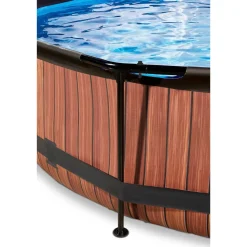 Frame Pool O360X76Cm Houtbruin Met Overkapping|EXIT Flash Sale