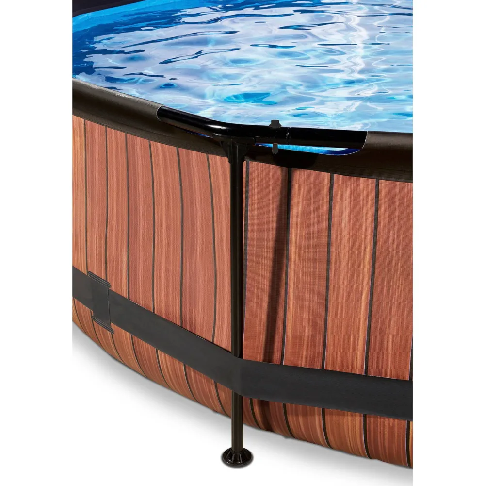 Frame Pool O360X76Cm Houtbruin Met Overkapping|EXIT Flash Sale