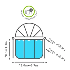 Overkapping Voor Frame Pool O360 Cm|EXIT Hot