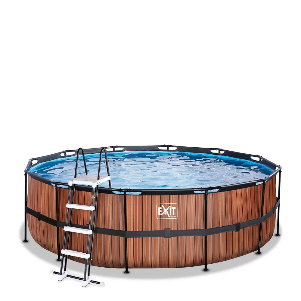 Wood Zwembad O450X122Cm Met Filterpomp Bruin|EXIT Best Sale