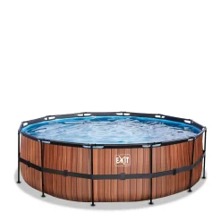 Wood Zwembad O450X122Cm Met Filterpomp Bruin|EXIT Best Sale