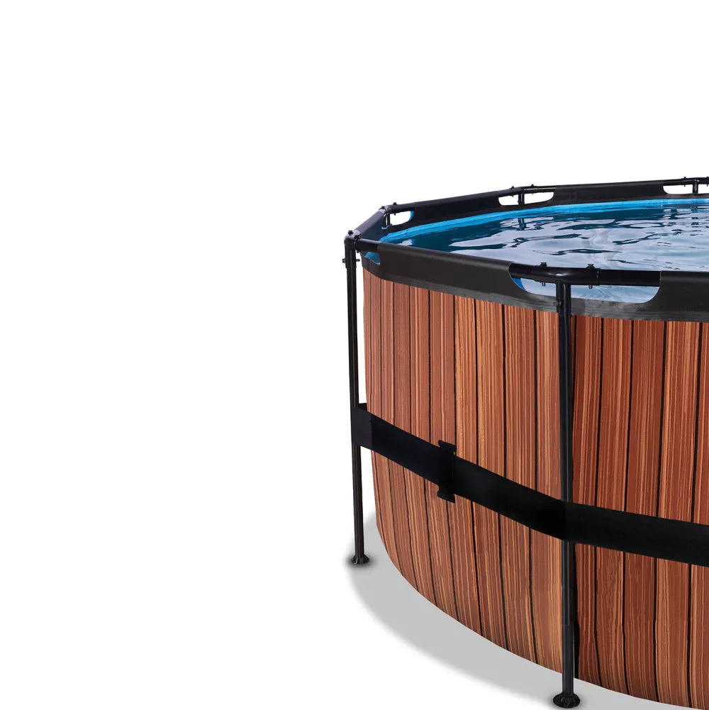 Wood Zwembad O450X122Cm Met Filterpomp Bruin|EXIT Best Sale