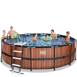 Wood Zwembad O450X122Cm Met Filterpomp Bruin|EXIT Best Sale