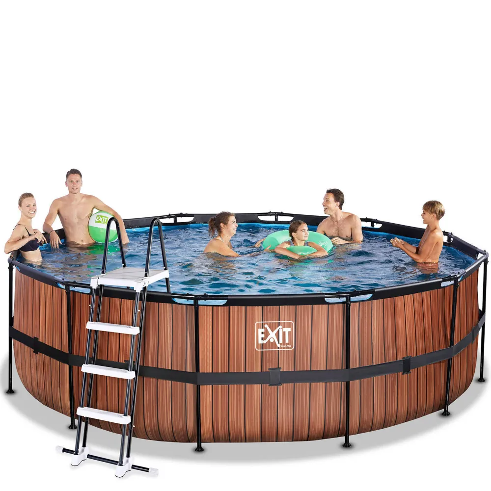 Wood Zwembad O450X122Cm Met Filterpomp Bruin|EXIT Best Sale