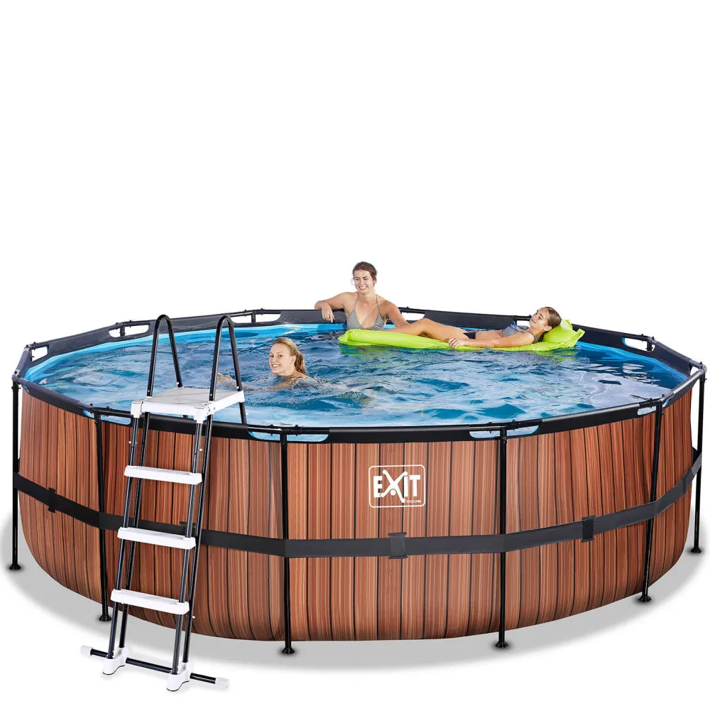 Wood Zwembad O450X122Cm Met Filterpomp Bruin|EXIT Best Sale