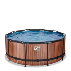 Wood Zwembad O360X122Cm Met Filterpomp Bruin|EXIT Best