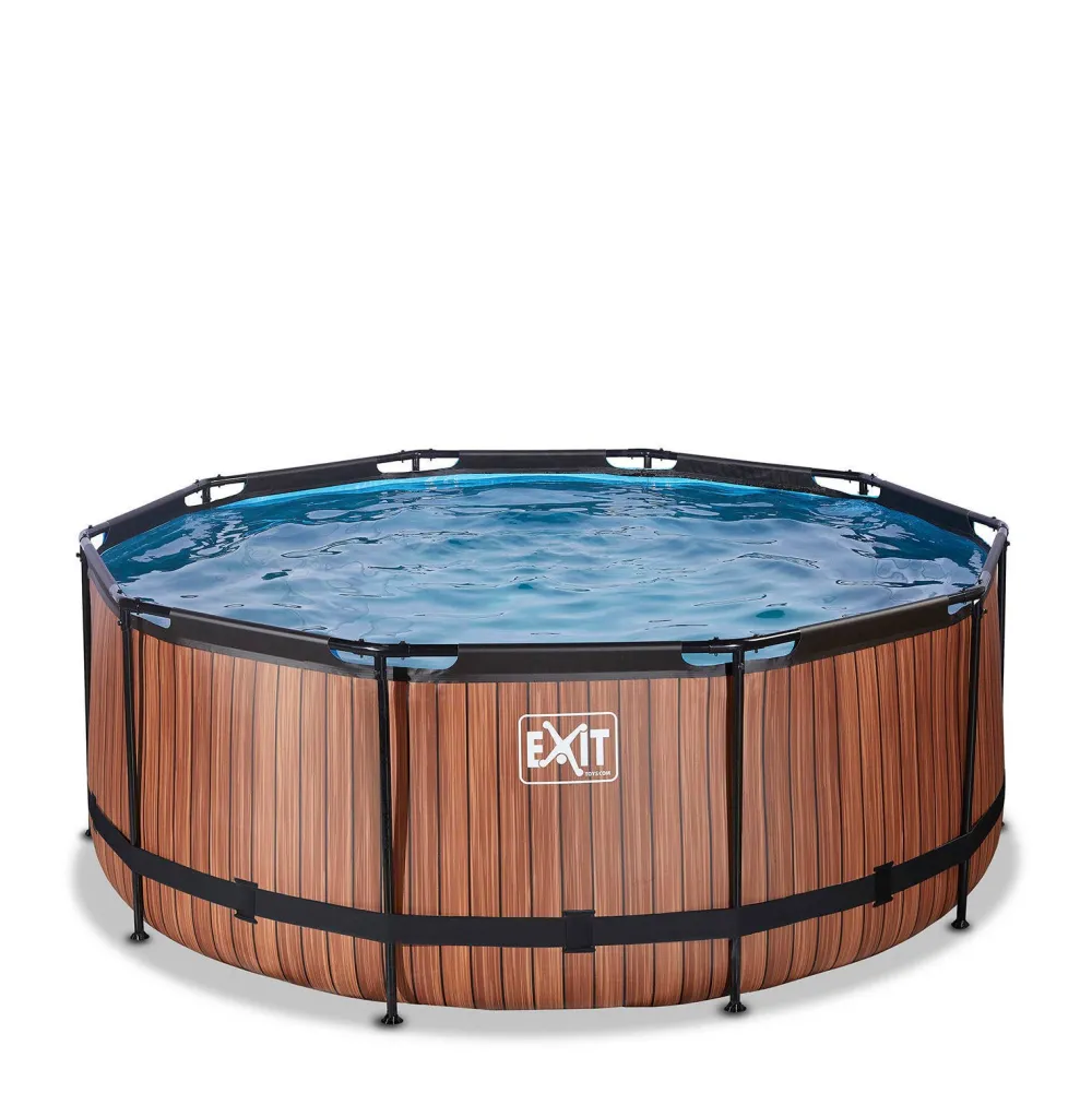 Wood Zwembad O360X122Cm Met Filterpomp Bruin|EXIT Best