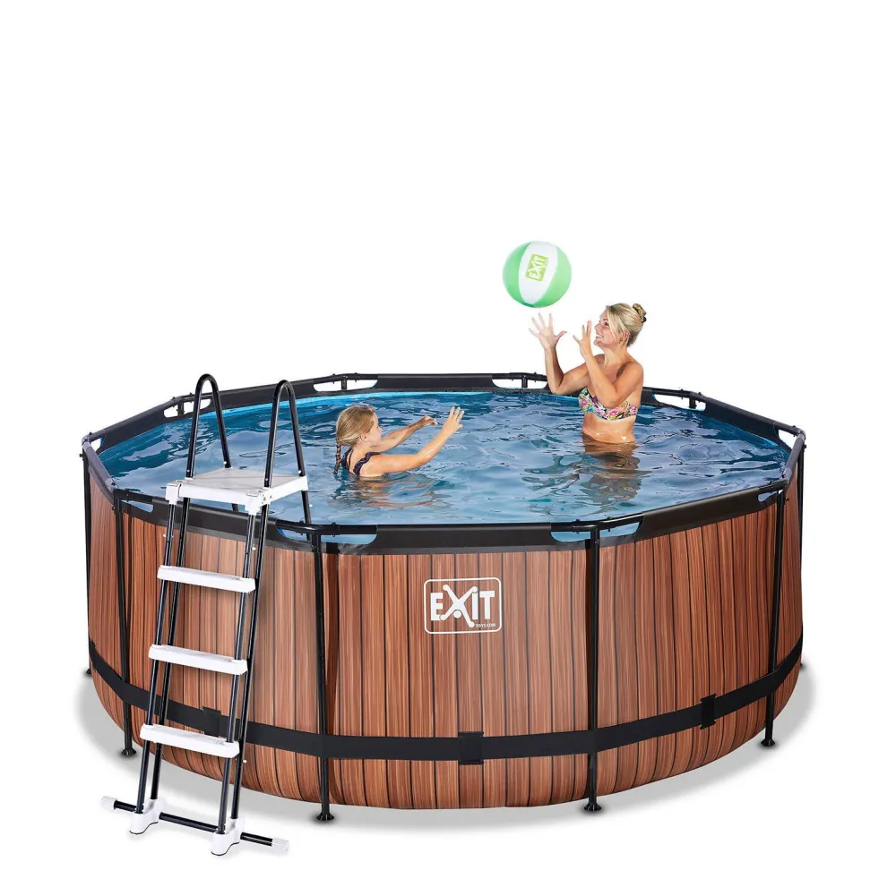 Wood Zwembad O360X122Cm Met Filterpomp Bruin|EXIT Best