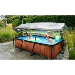Wood Zwembad 300X200X65Cm Met Overkapping En Filterpomp Bruin|EXIT Fashion