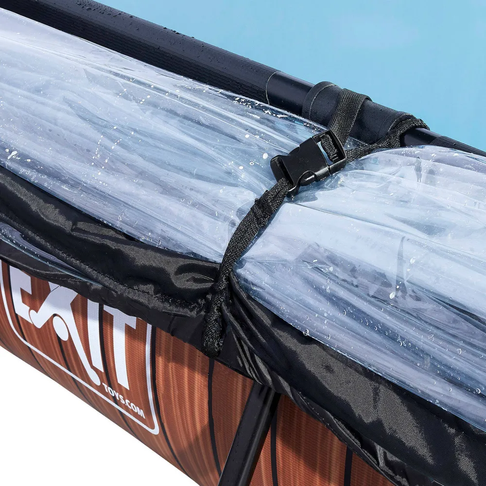 Wood Zwembad 300X200X65Cm Met Overkapping En Filterpomp Bruin|EXIT Fashion