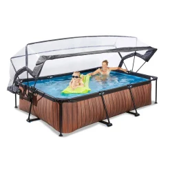 Wood Zwembad 300X200X65Cm Met Overkapping En Filterpomp Bruin|EXIT Fashion