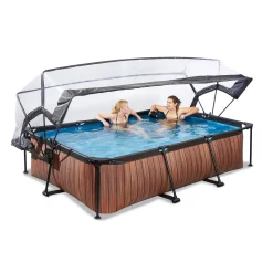 Wood Zwembad 300X200X65Cm Met Overkapping En Filterpomp Bruin|EXIT Fashion