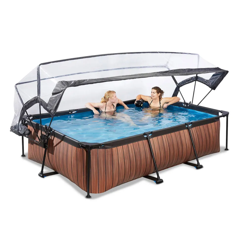 Wood Zwembad 300X200X65Cm Met Overkapping En Filterpomp Bruin|EXIT Fashion