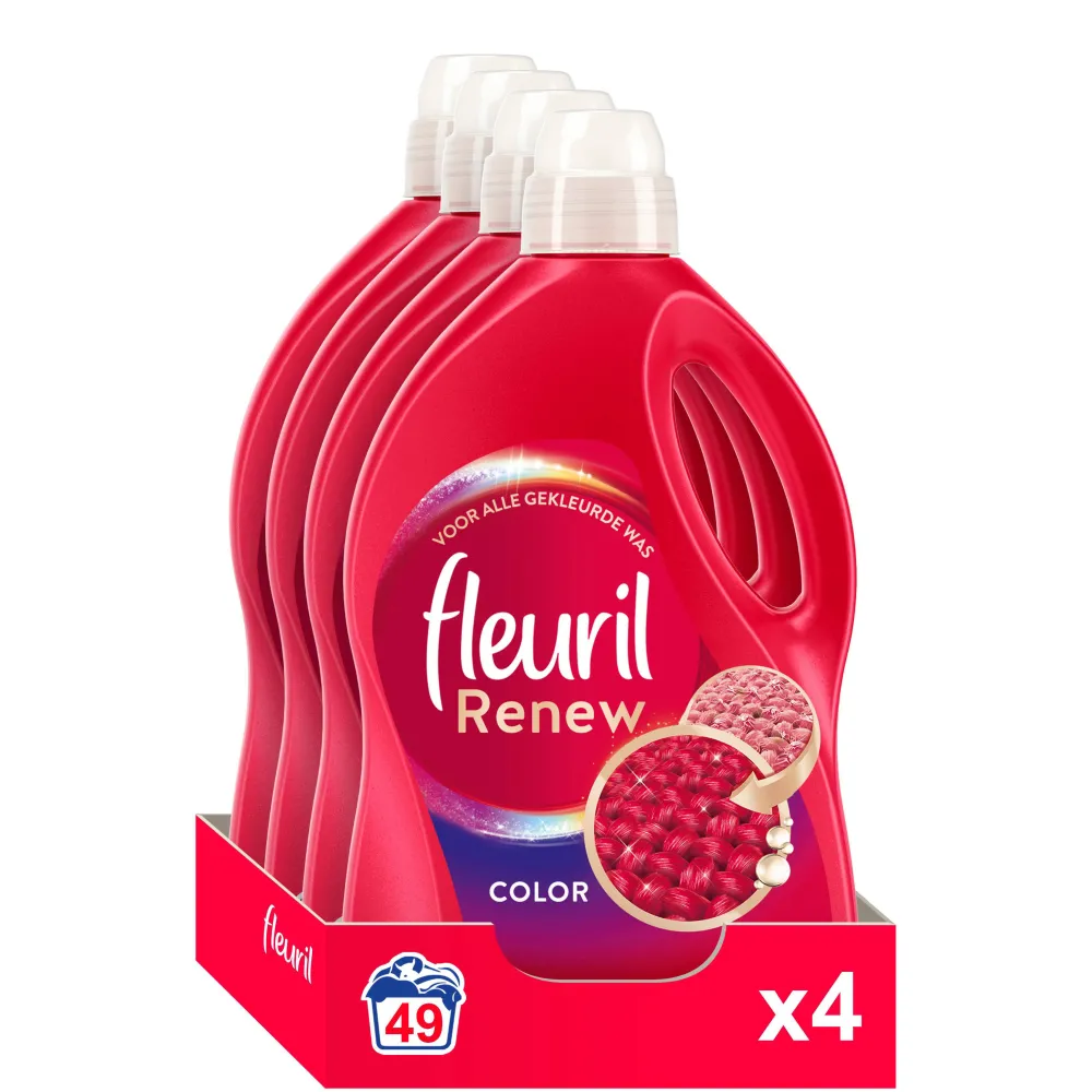 Outlet Fleuril Renew Liquid Color - Vloeibaar Wasmiddel - Voordeelverpakking - 4 X 49 Wasbeurten - 196 Wasbeurten