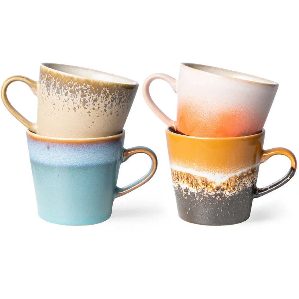 Fashion HKliving Cappuccinomok 70'S (O8,5 Cm) (300 Ml) (Set Van 4)