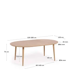 Cheap Kave Home Uitschuifbare Eetkamertafel Oqui (120X120-200 Cm)