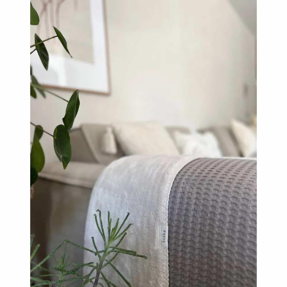 Cheap Koeka Oslo Plaid Wafel En Teddy Clay/Pebble (140X200 Cm)