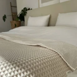 Sale Koeka Oslo Plaid Wafel/Teddy 140X200 Cm Natural/Pebble (140X200 Cm)