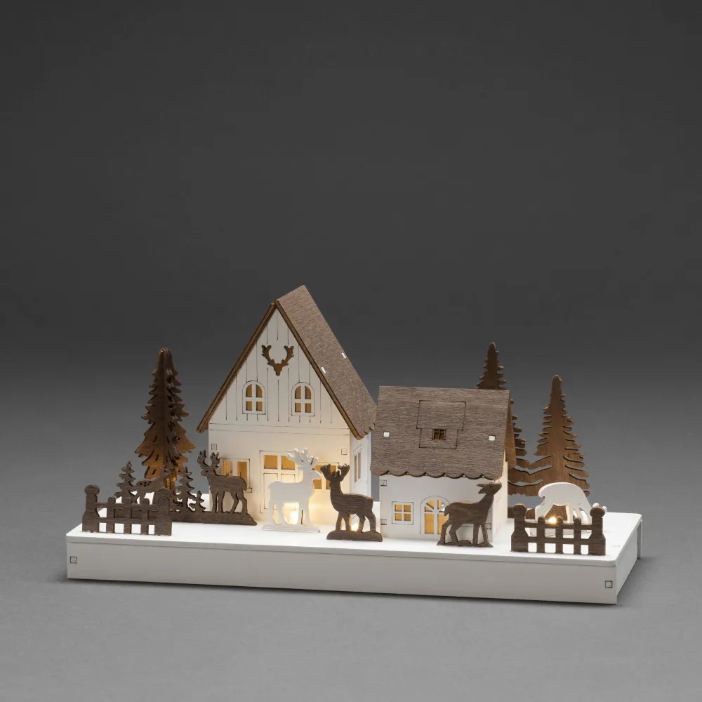 Clearance Konstsmide Silhouet Huis En Reedieren (Op Batterij Met Timer) (14X28 Cm) (6 Led)