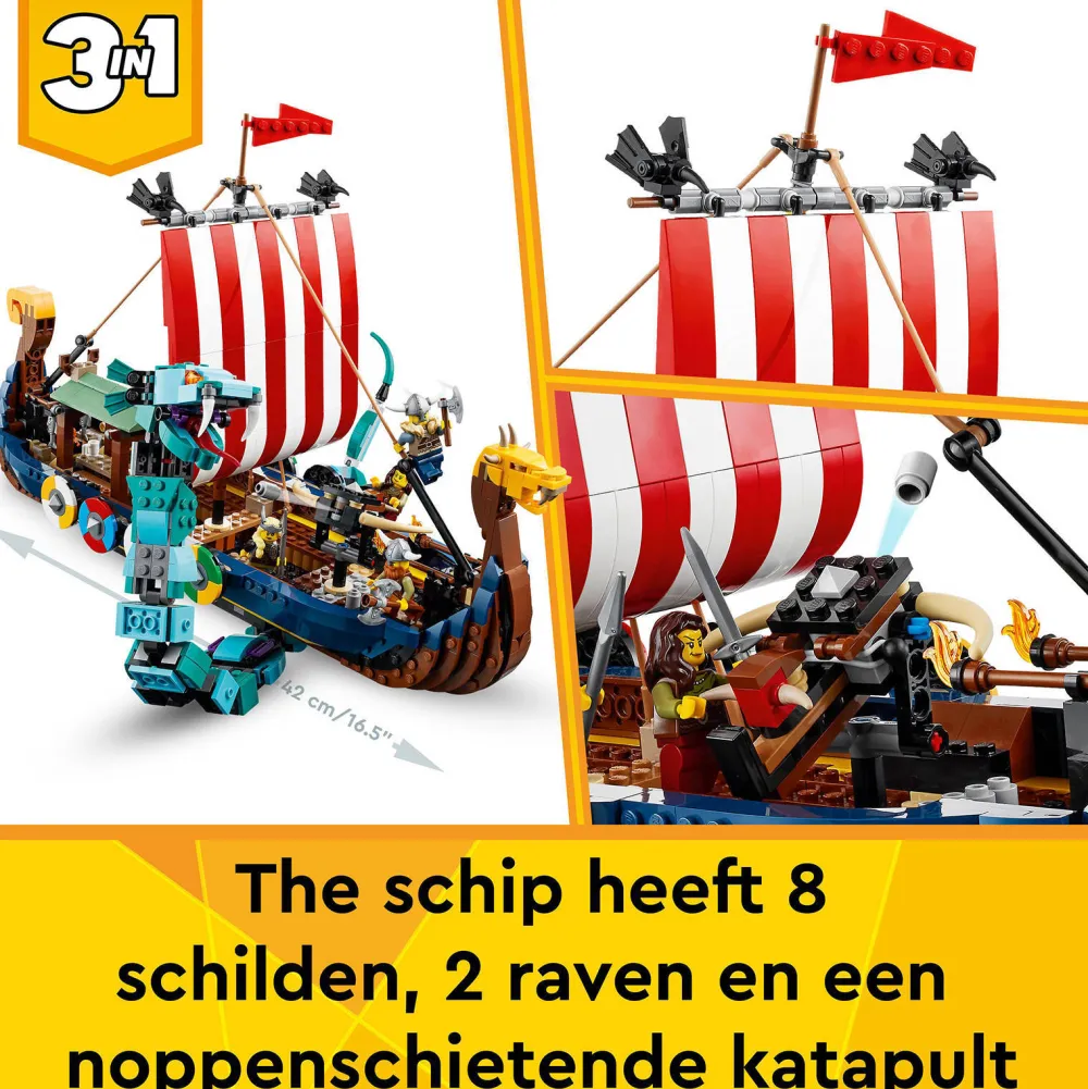Creator Vikingschip En De Midgaardslang 31132|LEGO Online