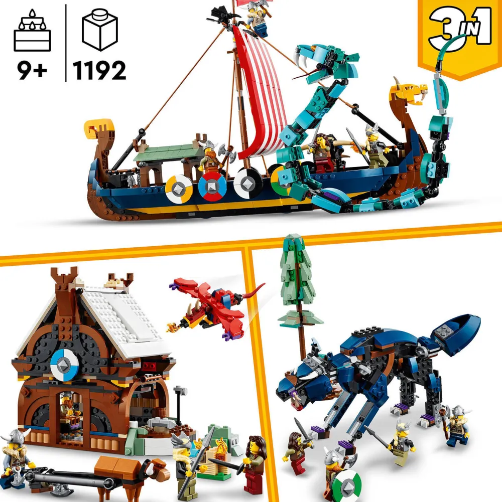 Creator Vikingschip En De Midgaardslang 31132|LEGO Online