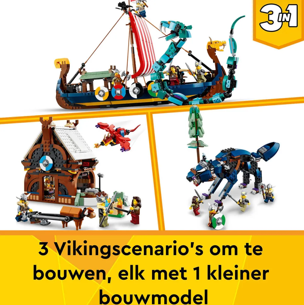 Creator Vikingschip En De Midgaardslang 31132|LEGO Online