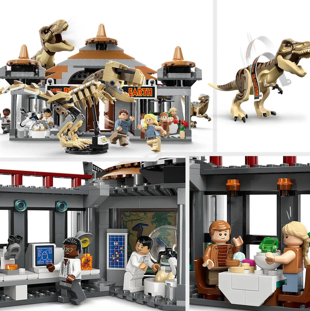 Jurassic World Bezoekerscentrum: T. Rex & Raptor Aanval 76961|LEGO Online