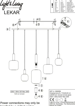 New Light & Living Hanglamp Lekar (110X22X32Cm)