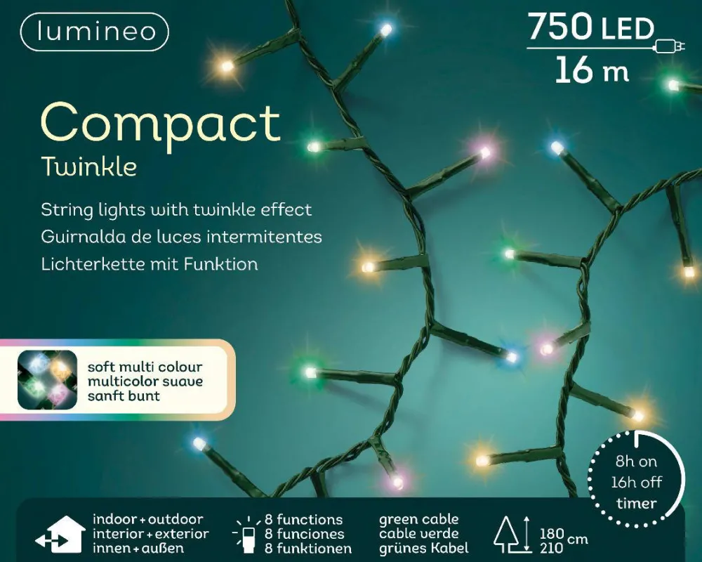 Clearance Lumineo Verlichtingssnoer Met Twinkel Multi Color (750 Led)