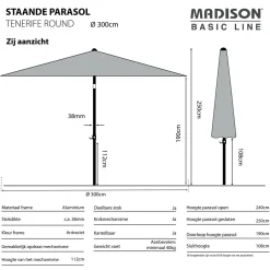 Parasol Tenerife (300X300 Cm)|Madison Fashion