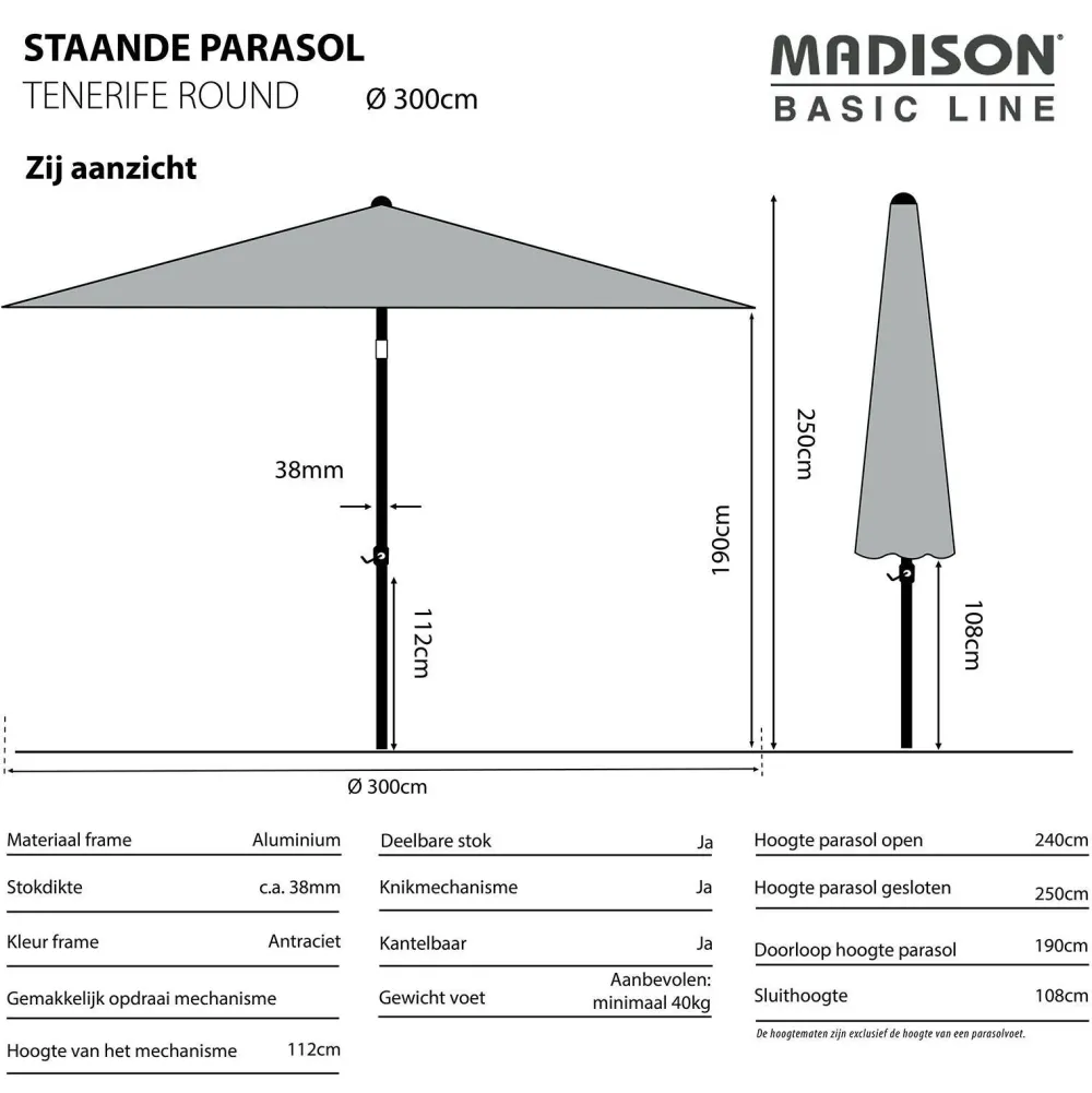 Parasol Tenerife (300X300 Cm)|Madison Fashion