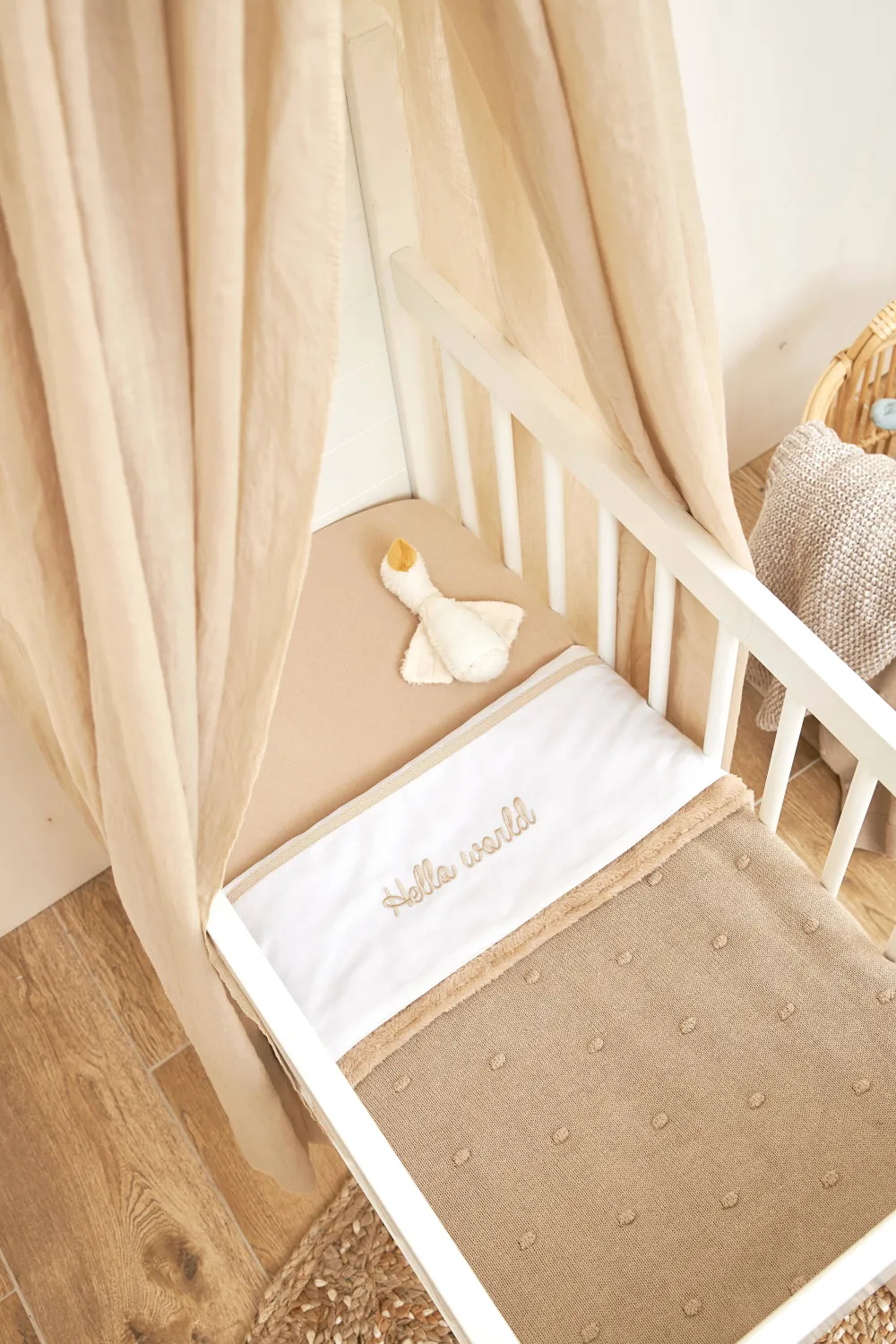 Online Meyco Baby Wieglaken Hello World 75X100 Cm Sand