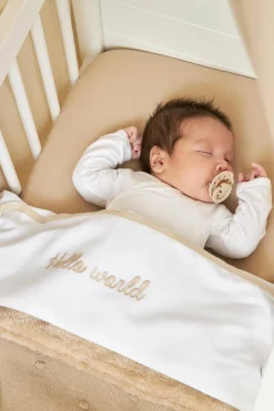 Online Meyco Baby Wieglaken Hello World 75X100 Cm Sand