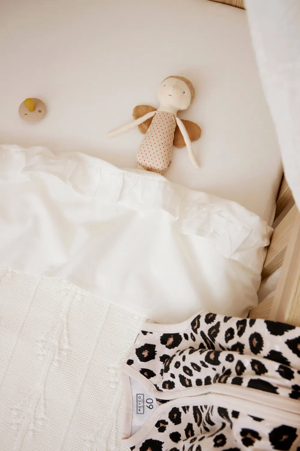 Best Sale Meyco Baby Wieglaken Ruffle 75X100 Offwhite