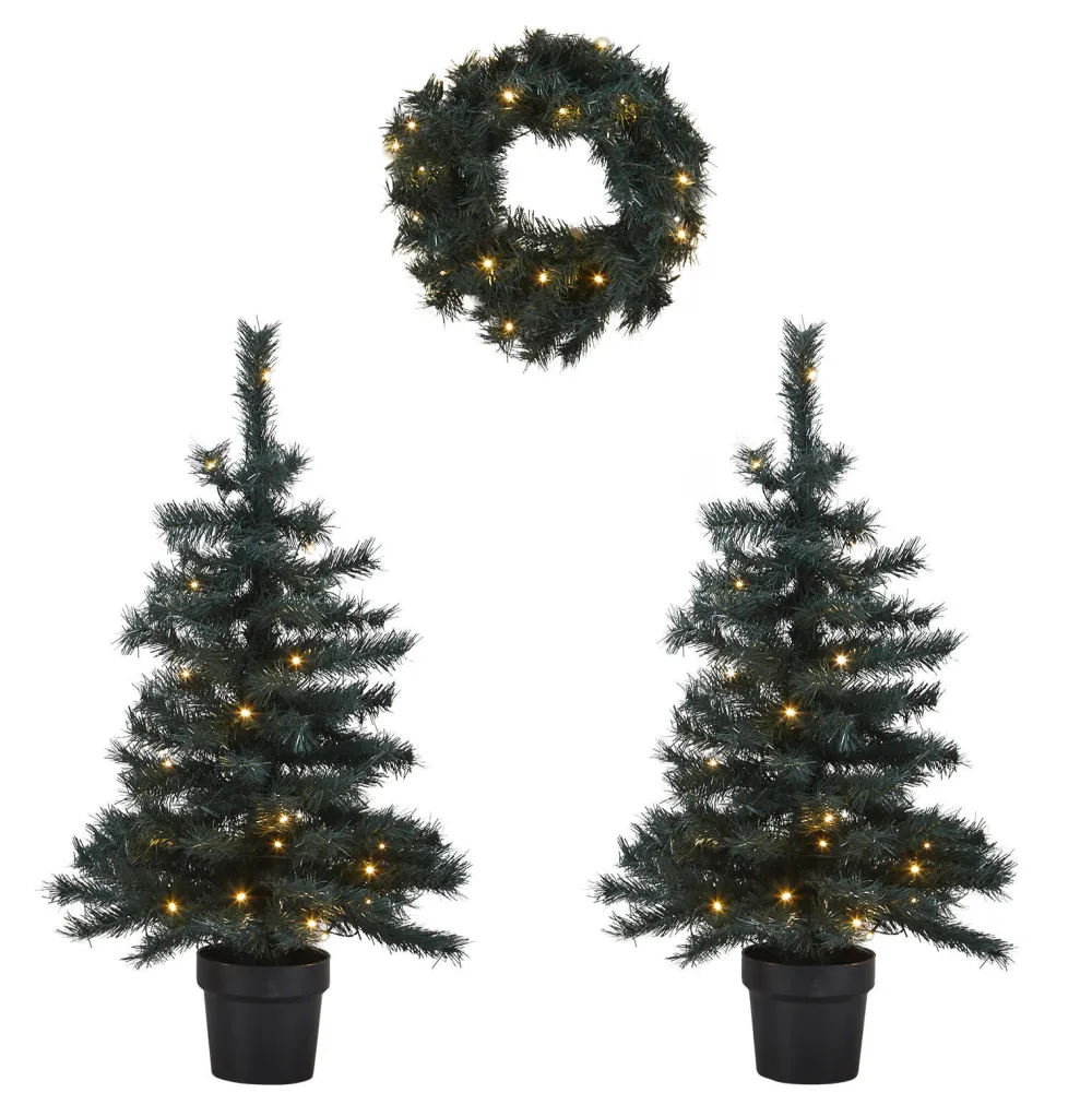 Online Nova Belle 2 Verlichte Buiten Kerstbomen En Krans Fraser (H95 X O55 Cm)