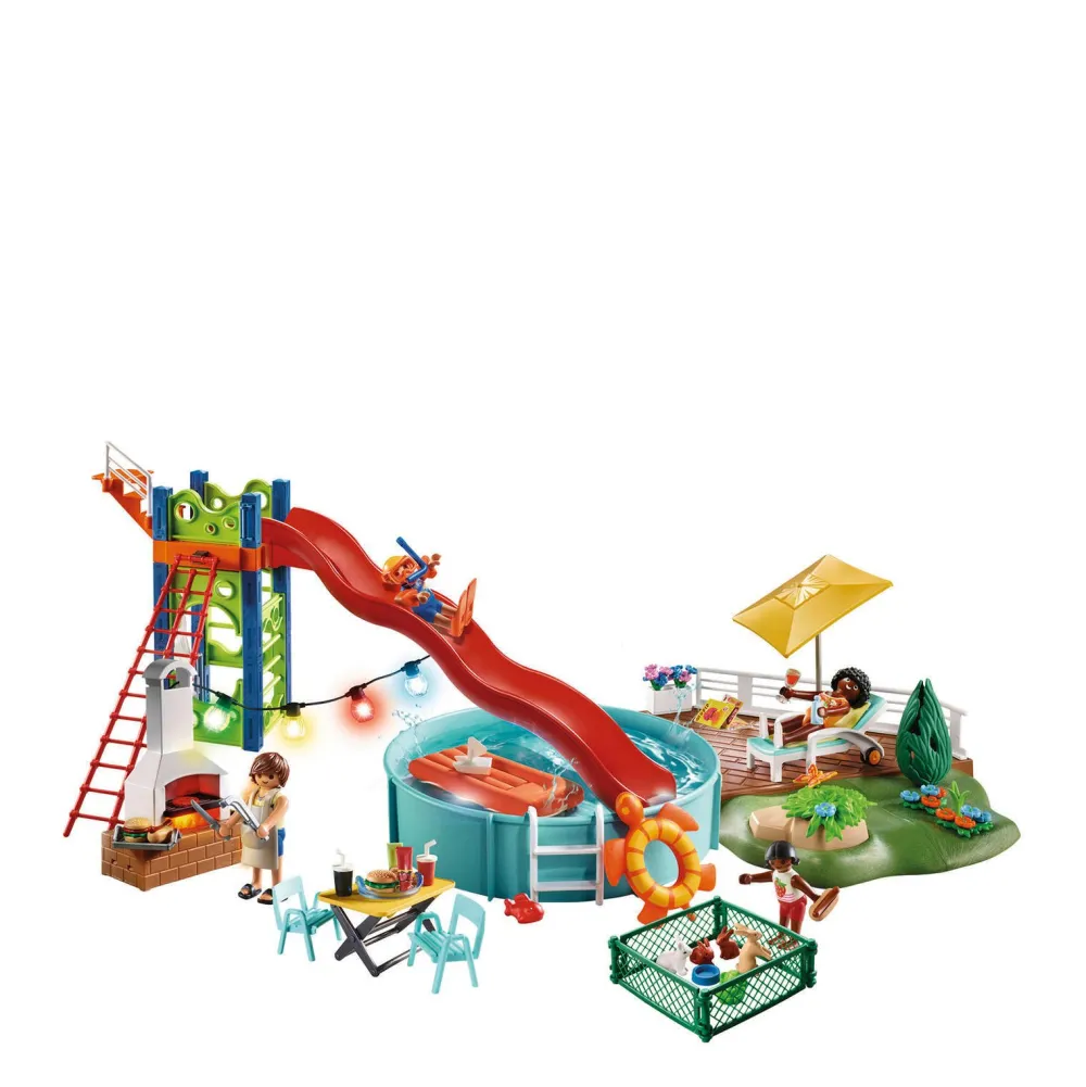 City Life Zwembadfeest Met Glijbaan 70987|Playmobil Clearance